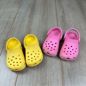 Crocs classic clogs toddler C7 C6-7 Lot of 2 yellow pink